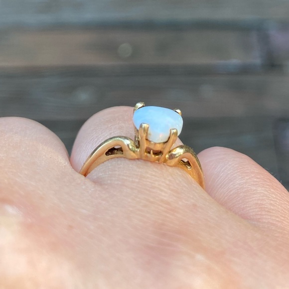 Vintage Baden & Foss Opal Heart 14k Solid Gold Ring Size 5.5 - Picture 12 of 16
